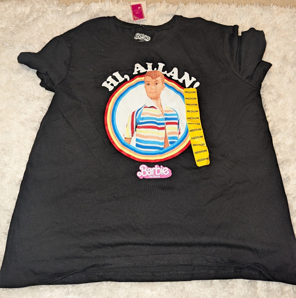 Nwt Barbie The Movie Women's Short Sleeve Hi, Allan! T-Shirt black - Picture 3 of 4